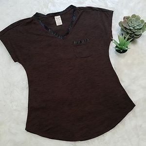 Brown and black shirt with black trim
